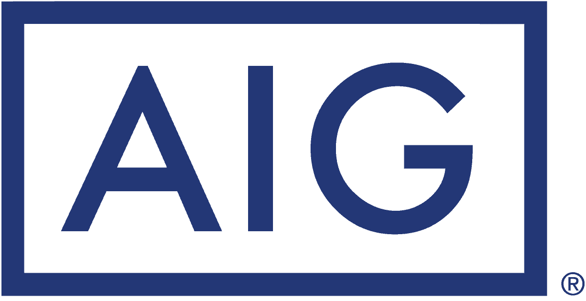 Logo von AIG in blauer Farbe mit den Buchstaben AIG in Großbuchstaben.