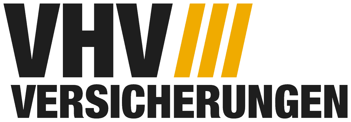 Logo der VHV Versicherungen mit schwarzem und gelbem Design.