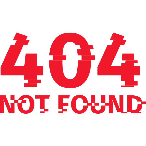 Grafik mit der Aufschrift '404 Not Found' auf rotem Hintergrund.