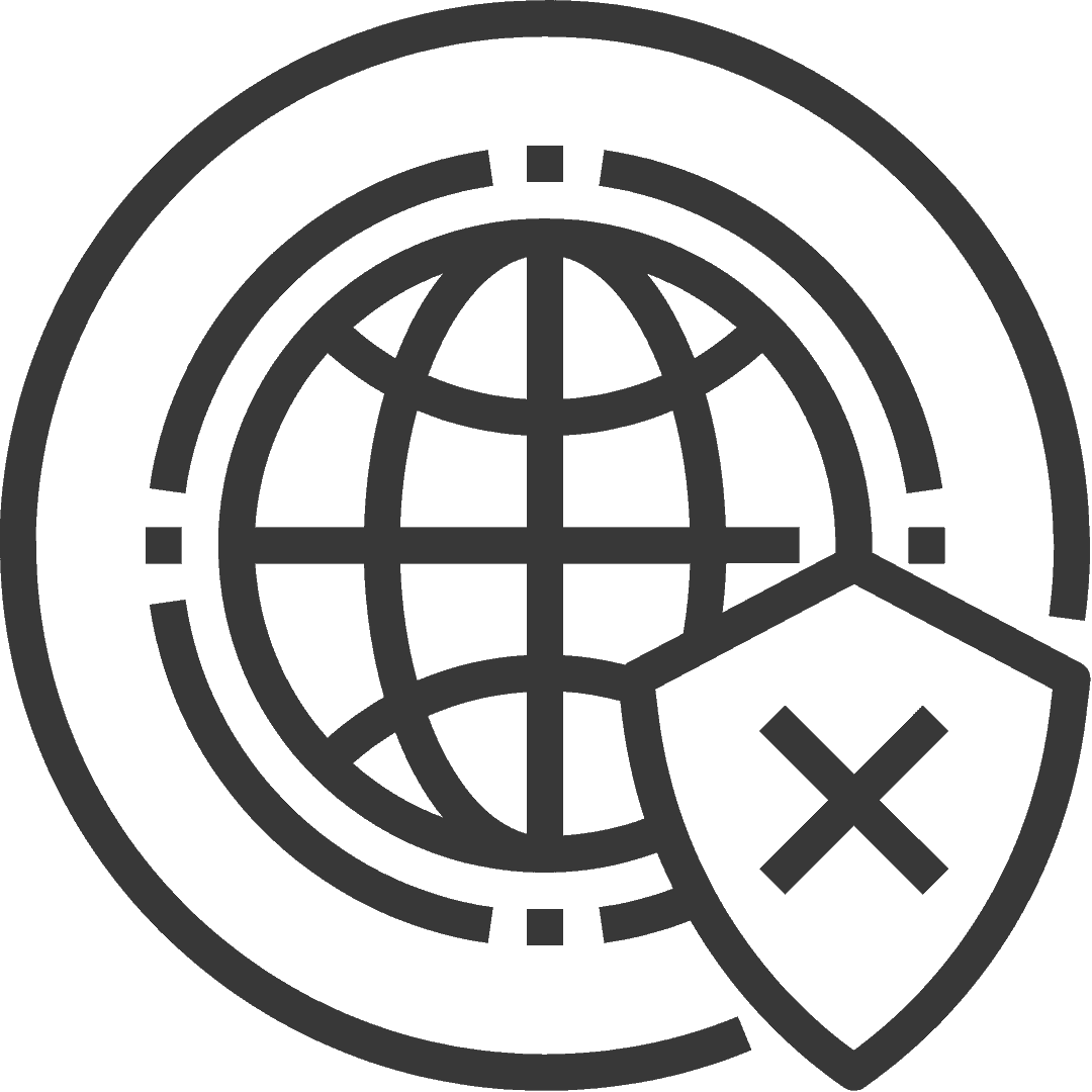 Grafische Darstellung eines Globus mit einem Schutzschild, das eine Sicherheitsmaßnahme symbolisiert.