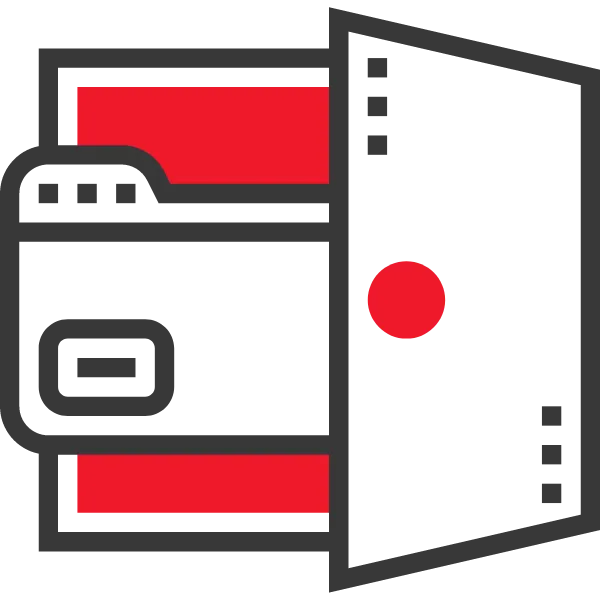 Grafische Darstellung eines Backdoors mit roten und schwarzen Elementen.