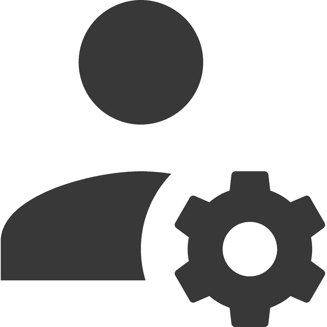 Grafisches Symbol einer Person mit einem Zahnrad, das IT-Sicherheit darstellt.