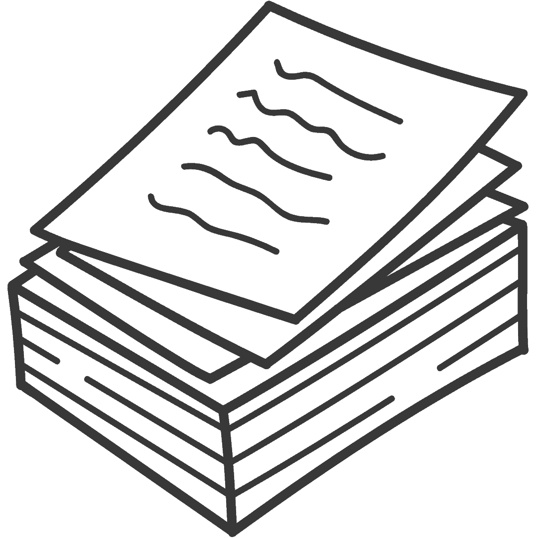 Gestapelte Dokumente zur IT-Sicherheit mit grafischen Elementen auf der obersten Seite.