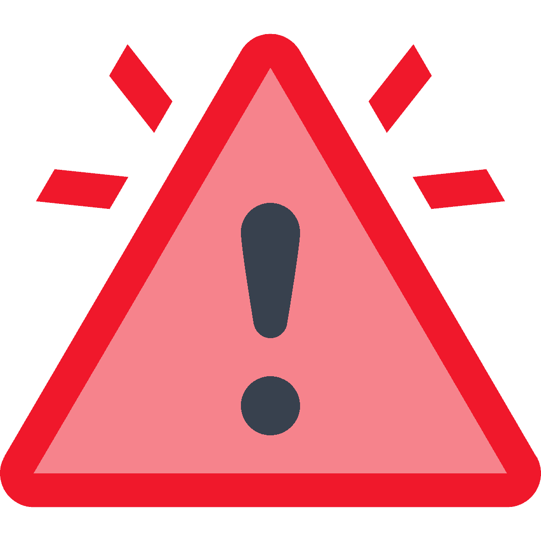 Rotes Warnsymbol in Form eines Dreiecks mit einem Ausrufezeichen in der Mitte.